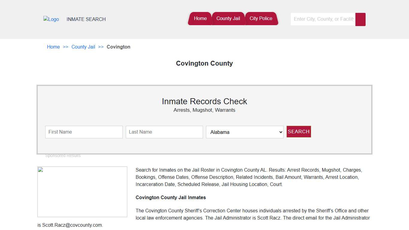 Covington County | Alabama Jail Inmate Search